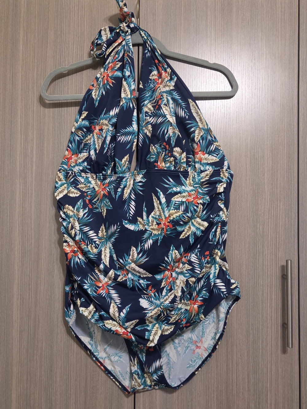 Tropical Halter One-Piece Swimsuit